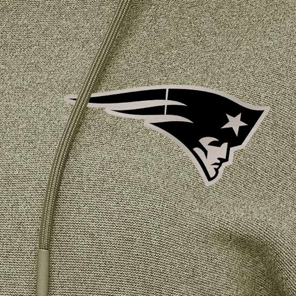 New England Patriots Antigua Women's Justice Pullover Hoodie Olive | NFL