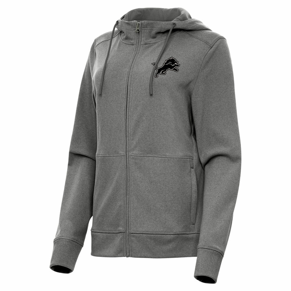 Detroit Lions Antigua Women's Seeker Full-Zip Hoodie Jacket Heather Black | NFL