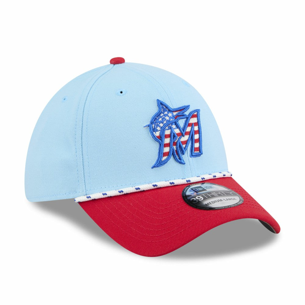 Miami Marlins New Era 2025 Fourth of July 39THIRTY Flex Hat - MLB