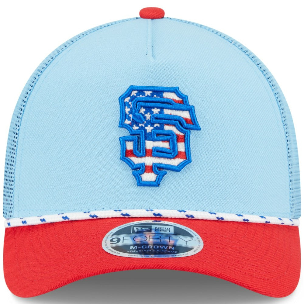 San Francisco Giants New Era 2025 Fourth of July 9FORTY A-Frame M-Crown Adjustable Trucker Hat - MLB