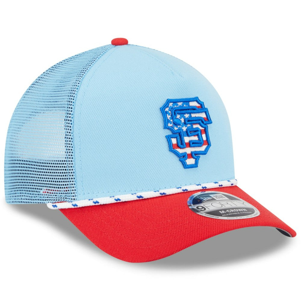 San Francisco Giants New Era 2025 Fourth of July 9FORTY A-Frame M-Crown Adjustable Trucker Hat - MLB