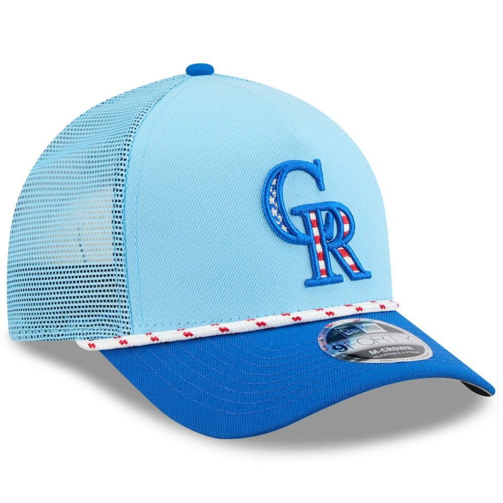Colorado Rockies New Era 2025 Fourth of July 9FORTY A-Frame M-Crown Adjustable Trucker Hat - MLB