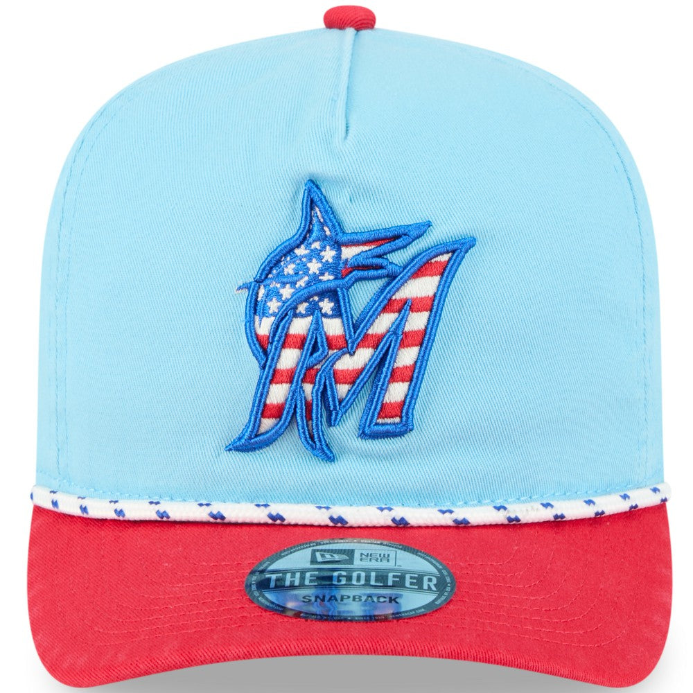 Miami Marlins New Era 2025 Fourth of July Golfer Snapback Hat - MLB