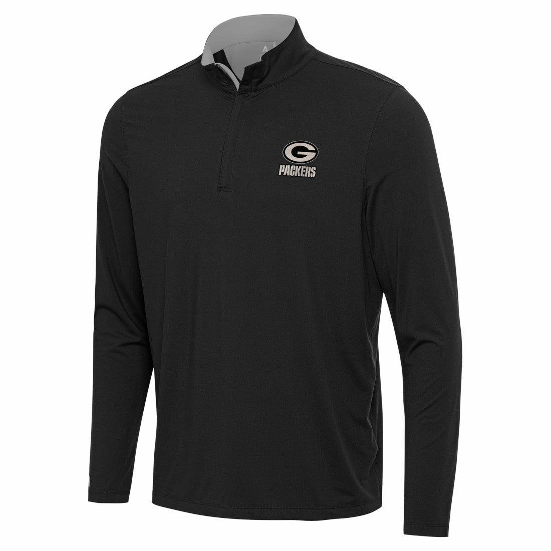 Green Bay Packers Antigua Content Quarter-Zip Pullover Top Black | NFL