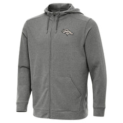 Denver Broncos Antigua Effortless Full-Zip Hoodie Jacket Heather Black | NFL