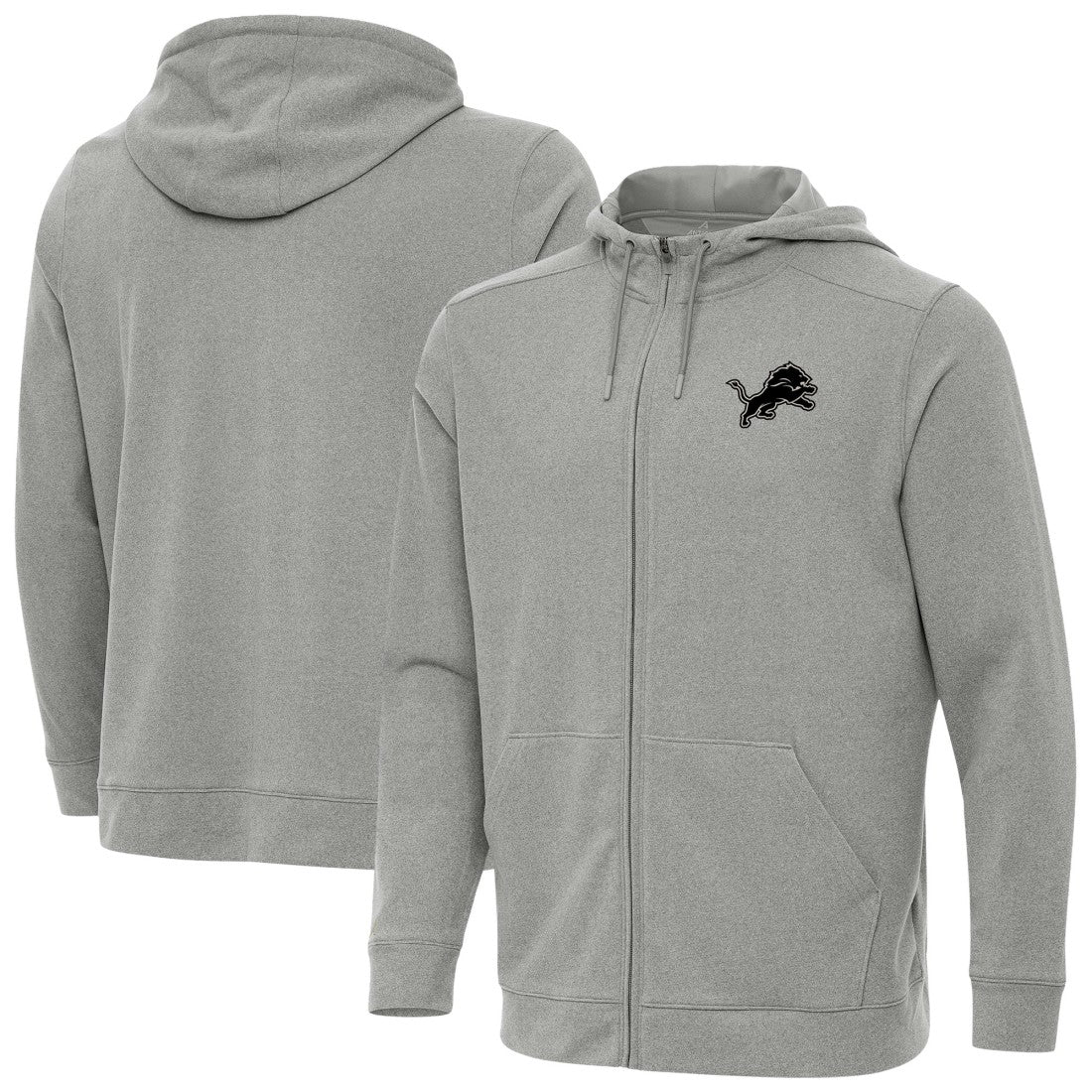 Detroit Lions Antigua Effortless Full-Zip Hoodie Jacket Heather Gray | NFL