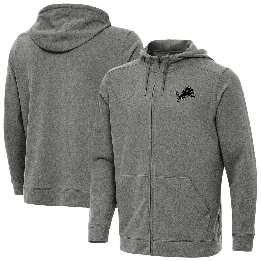 Detroit Lions Antigua Effortless Full-Zip Hoodie Jacket Heather Black | NFL