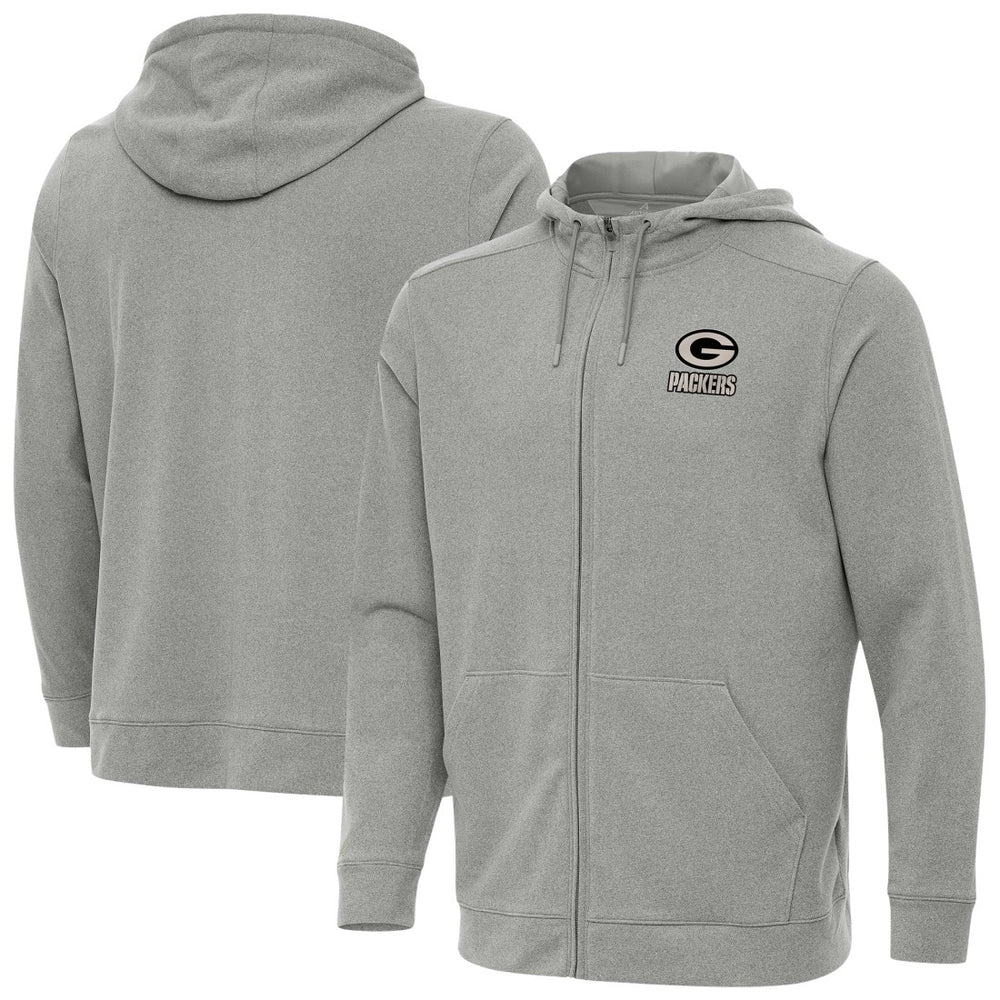 Green Bay Packers Antigua Effortless Full-Zip Hoodie Jacket Heather Gray | NFL