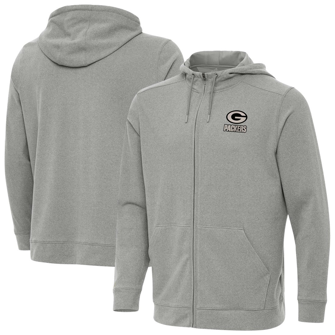 Green Bay Packers Antigua Effortless Full-Zip Hoodie Jacket Heather Gray | NFL