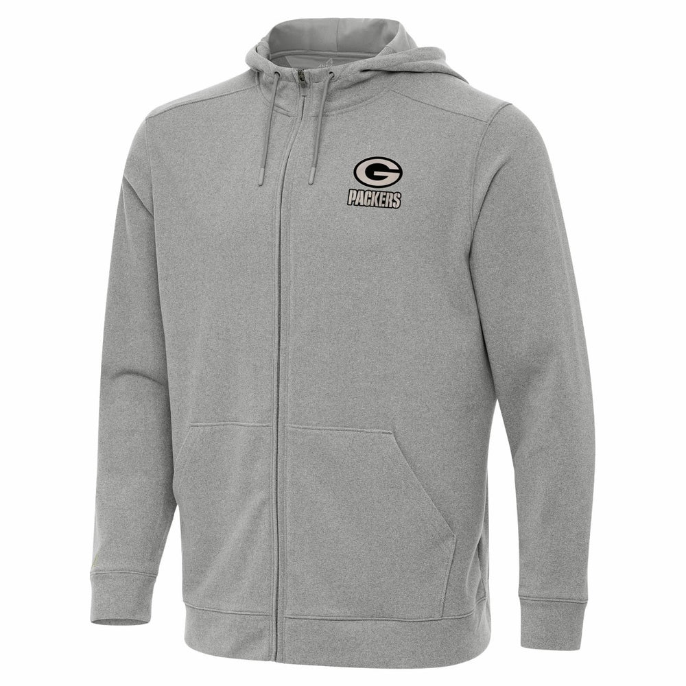 Green Bay Packers Antigua Effortless Full-Zip Hoodie Jacket Heather Gray | NFL