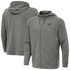 Green Bay Packers Antigua Effortless Full-Zip Hoodie Jacket Heather Black | NFL