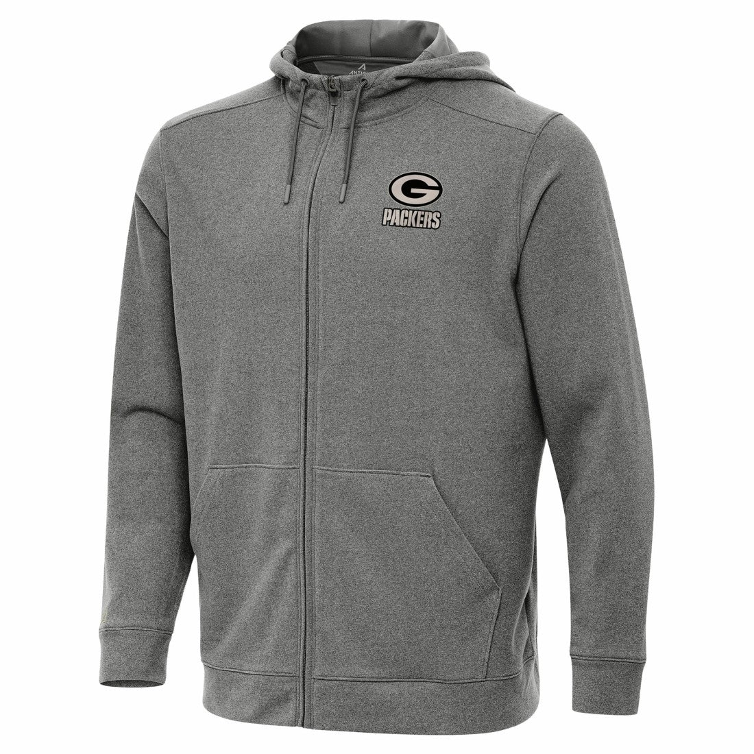 Green Bay Packers Antigua Effortless Full-Zip Hoodie Jacket Heather Black | NFL
