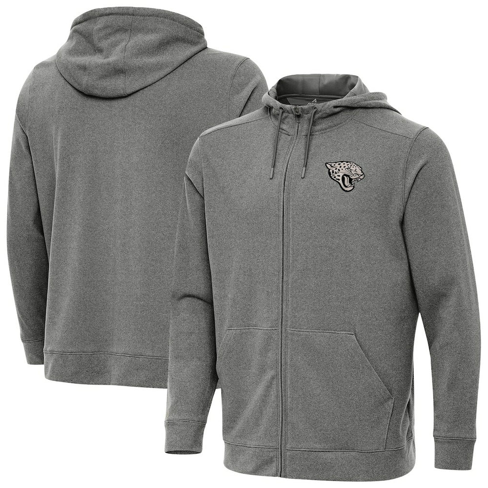 Jacksonville Jaguars Antigua Effortless Full-Zip Hoodie Jacket Heather Black | NFL