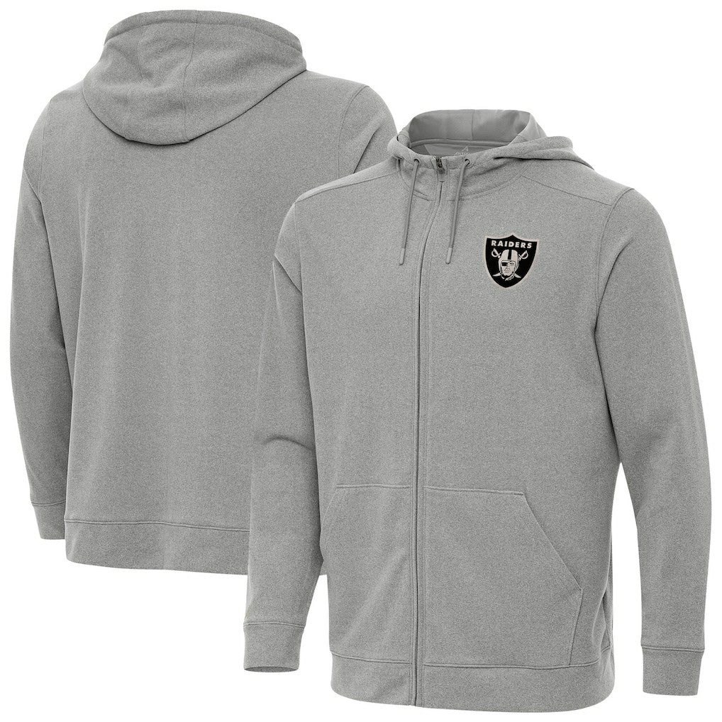 Las Vegas Raiders Antigua Effortless Full-Zip Hoodie Jacket Heather Gray | NFL