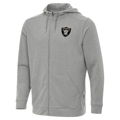 Las Vegas Raiders Antigua Effortless Full-Zip Hoodie Jacket Heather Gray | NFL
