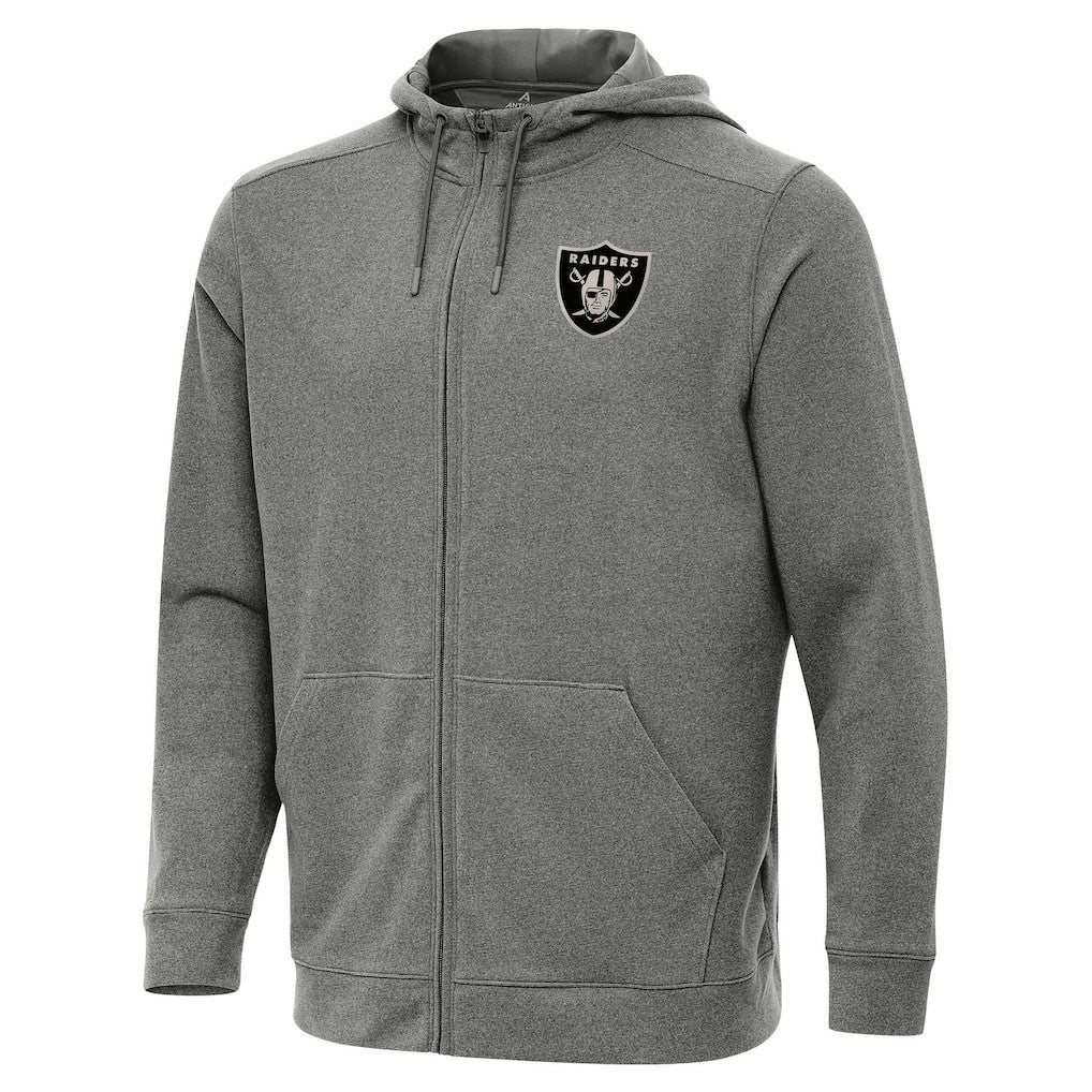 Las Vegas Raiders Antigua Effortless Full-Zip Hoodie Jacket Heather Black | NFL