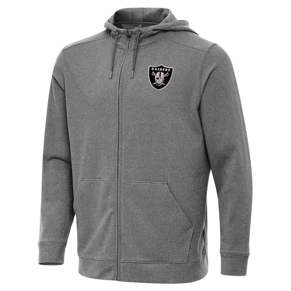 Las Vegas Raiders Antigua Effortless Full-Zip Hoodie Jacket Heather Black | NFL