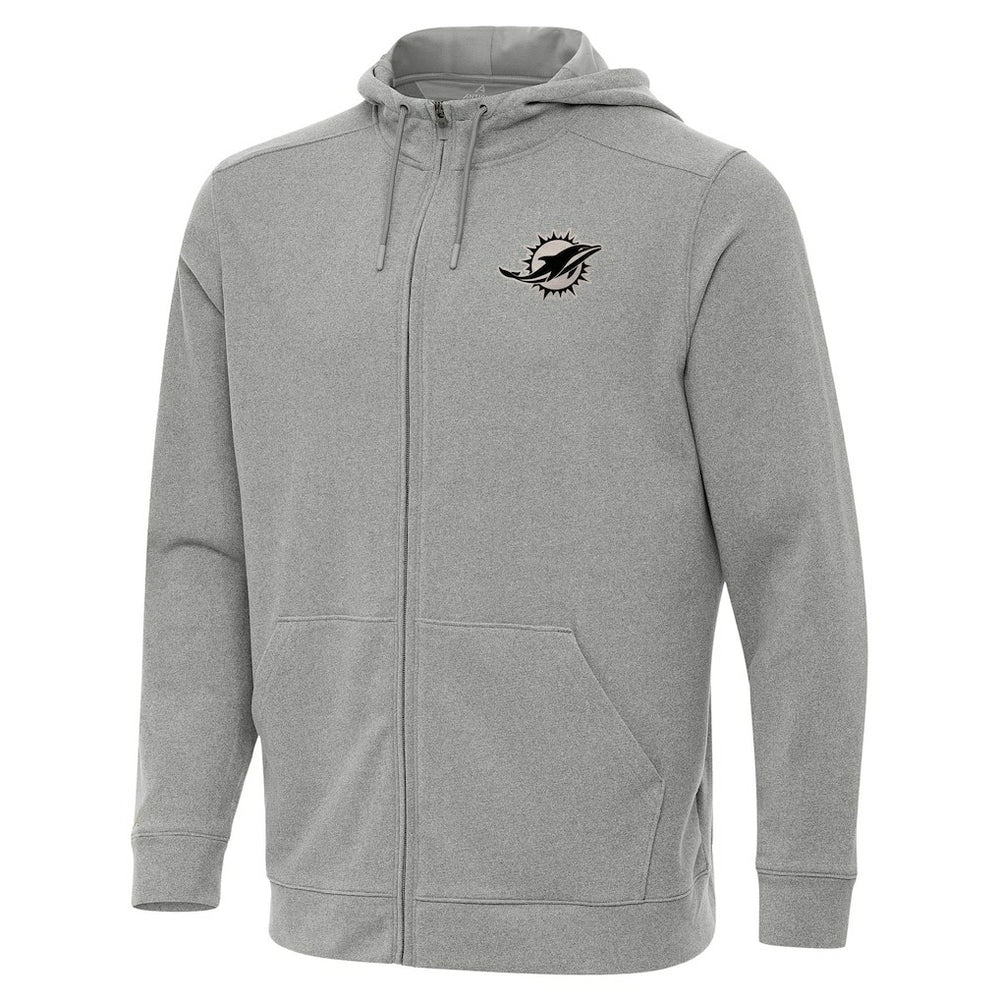 Miami Dolphins Antigua Effortless Full-Zip Hoodie Jacket Heather Gray | NFL