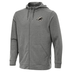 Miami Dolphins Antigua Effortless Full-Zip Hoodie Jacket Heather Black | NFL