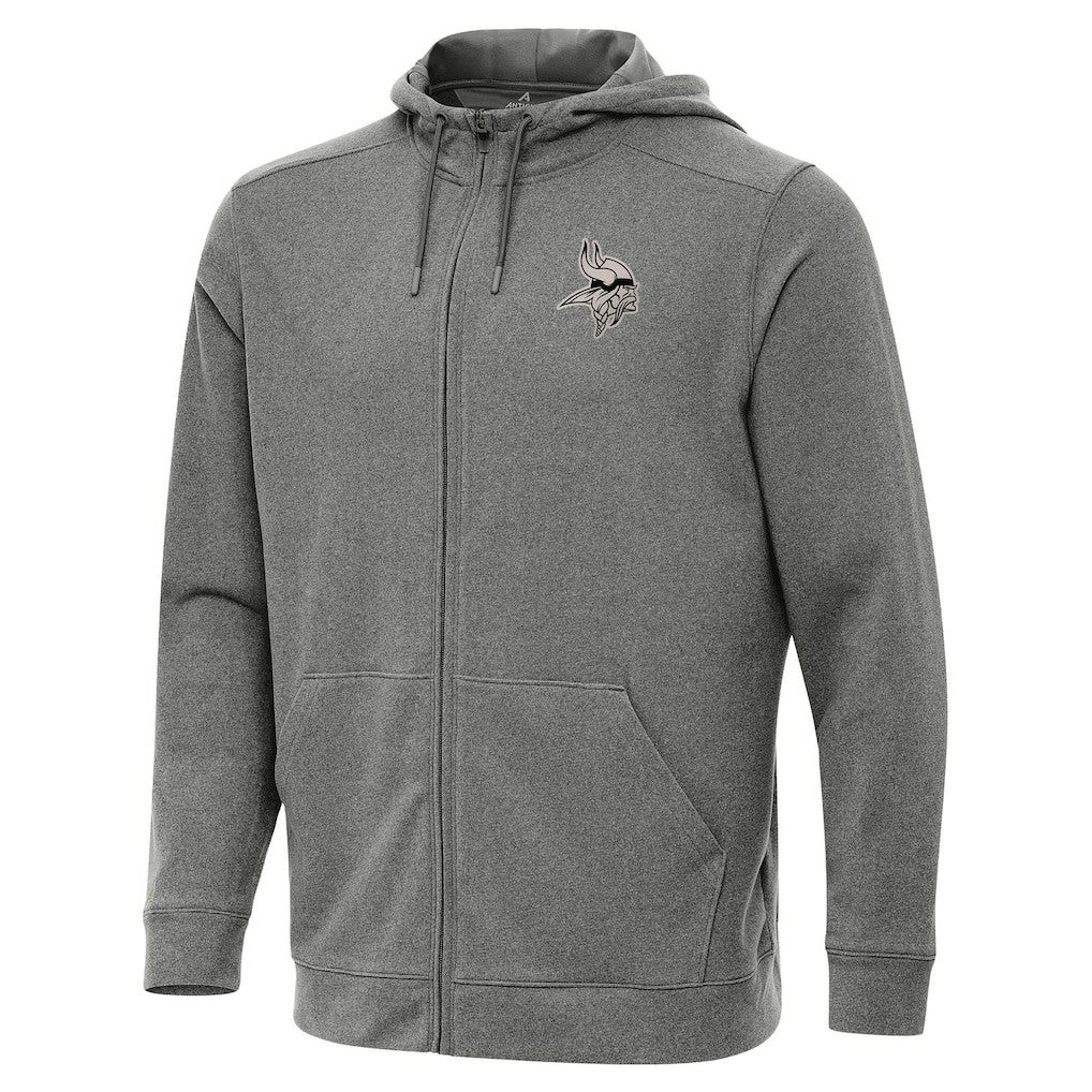 Minnesota Vikings Antigua Effortless Full-Zip Hoodie Jacket Heather Black | NFL
