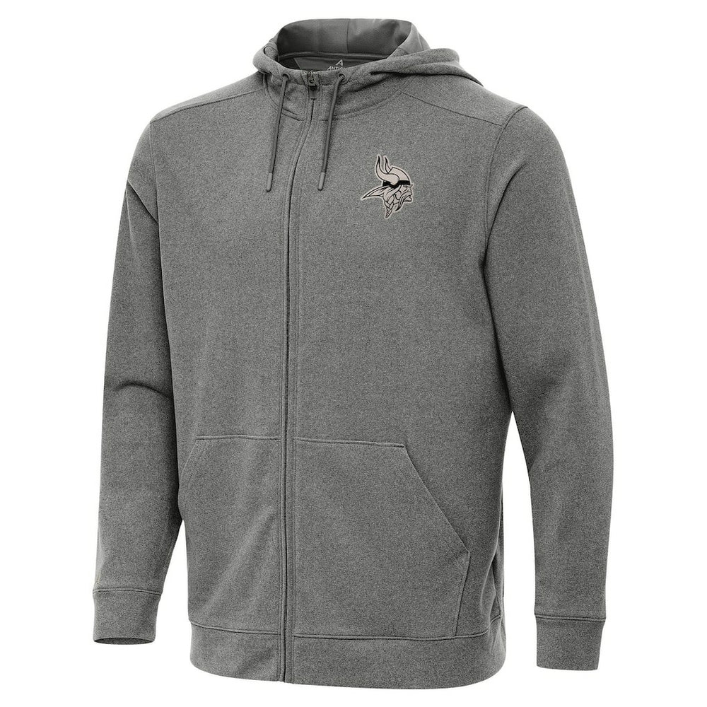 Minnesota Vikings Antigua Effortless Full-Zip Hoodie Jacket Heather Black | NFL