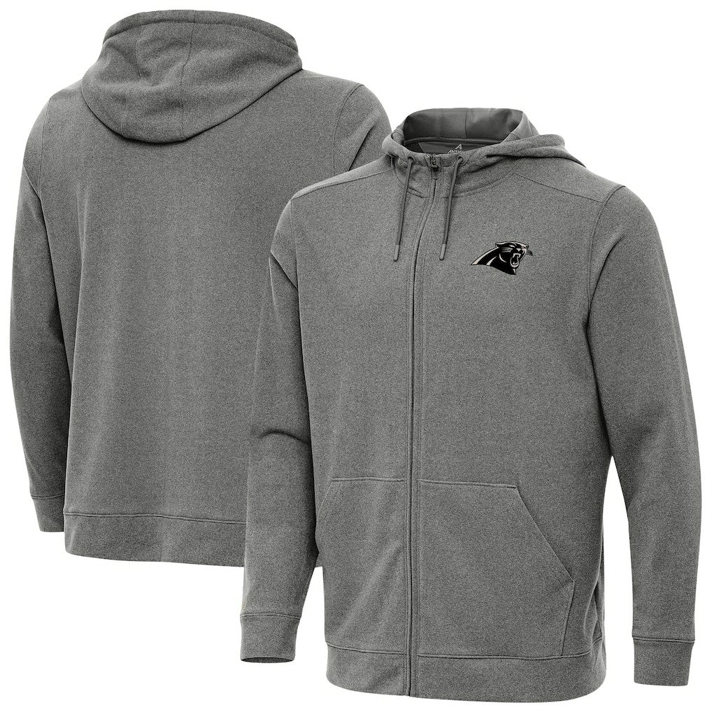 Carolina Panthers Antigua Effortless Full-Zip Hoodie Jacket Heather Black | NFL