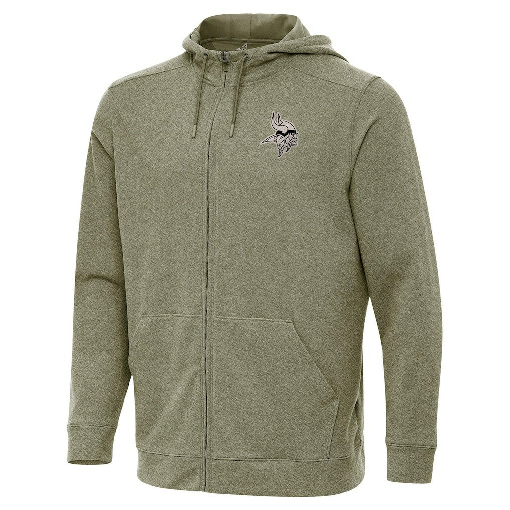 Minnesota Vikings Antigua Effortless Full-Zip Hoodie Jacket Olive | NFL