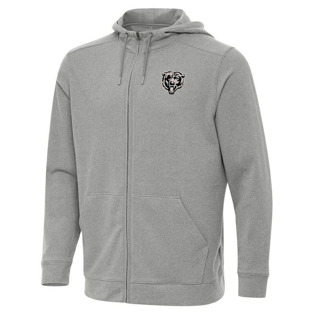 Chicago Bears Antigua Effortless Full-Zip Hoodie Jacket Heather Gray | NFL