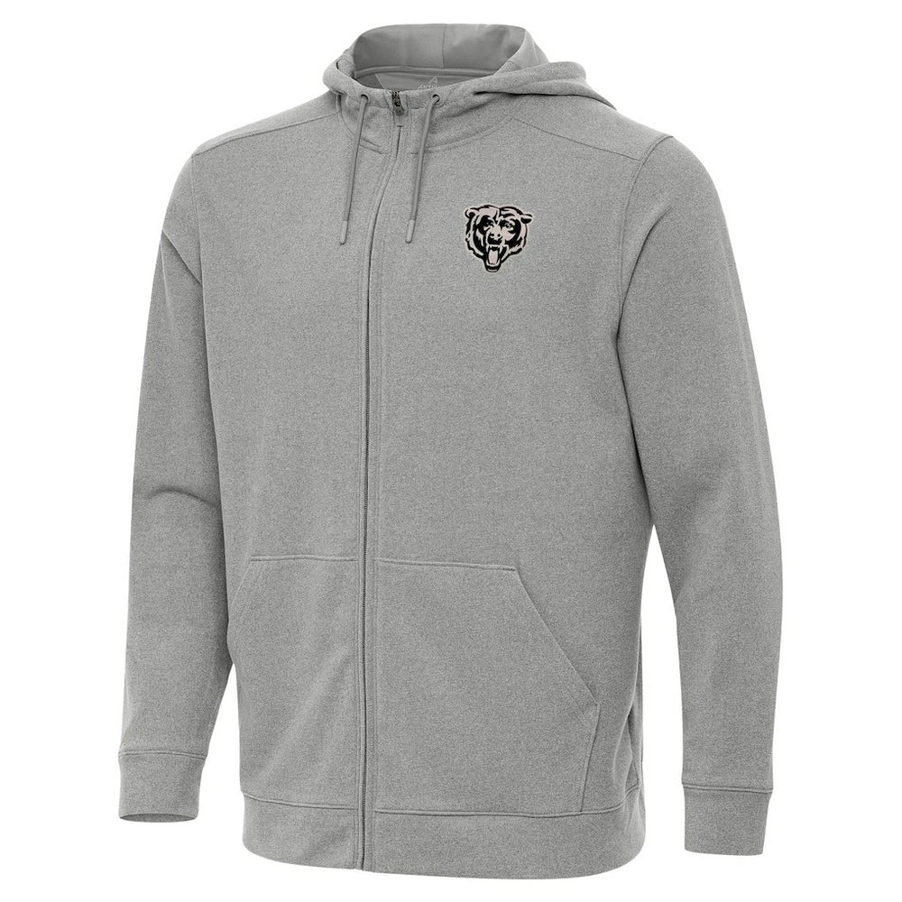 Chicago Bears Antigua Effortless Full-Zip Hoodie Jacket Heather Gray | NFL