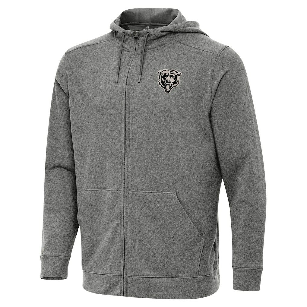 Chicago Bears Antigua Effortless Full-Zip Hoodie Jacket Heather Black | NFL