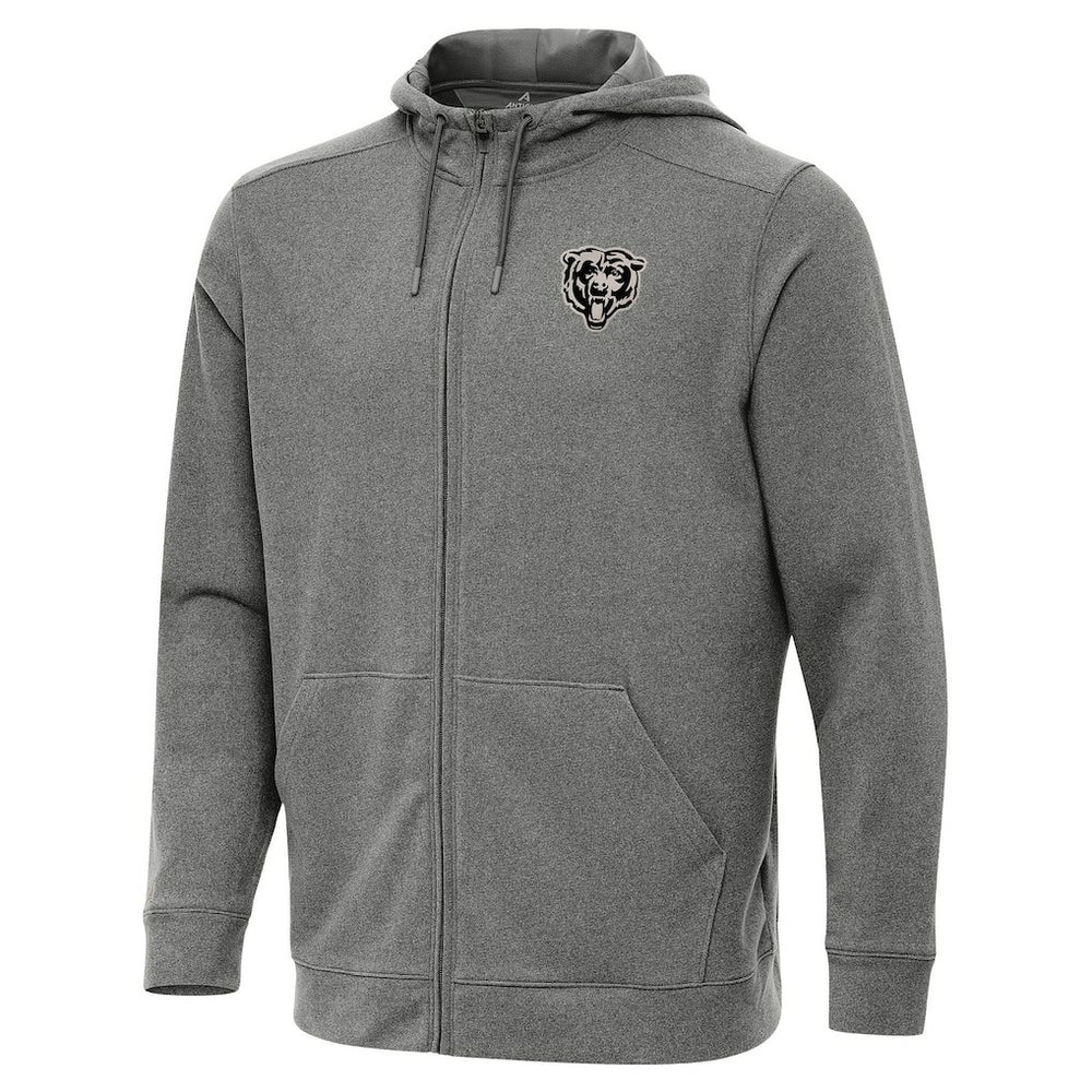 Chicago Bears Antigua Effortless Full-Zip Hoodie Jacket Heather Black | NFL