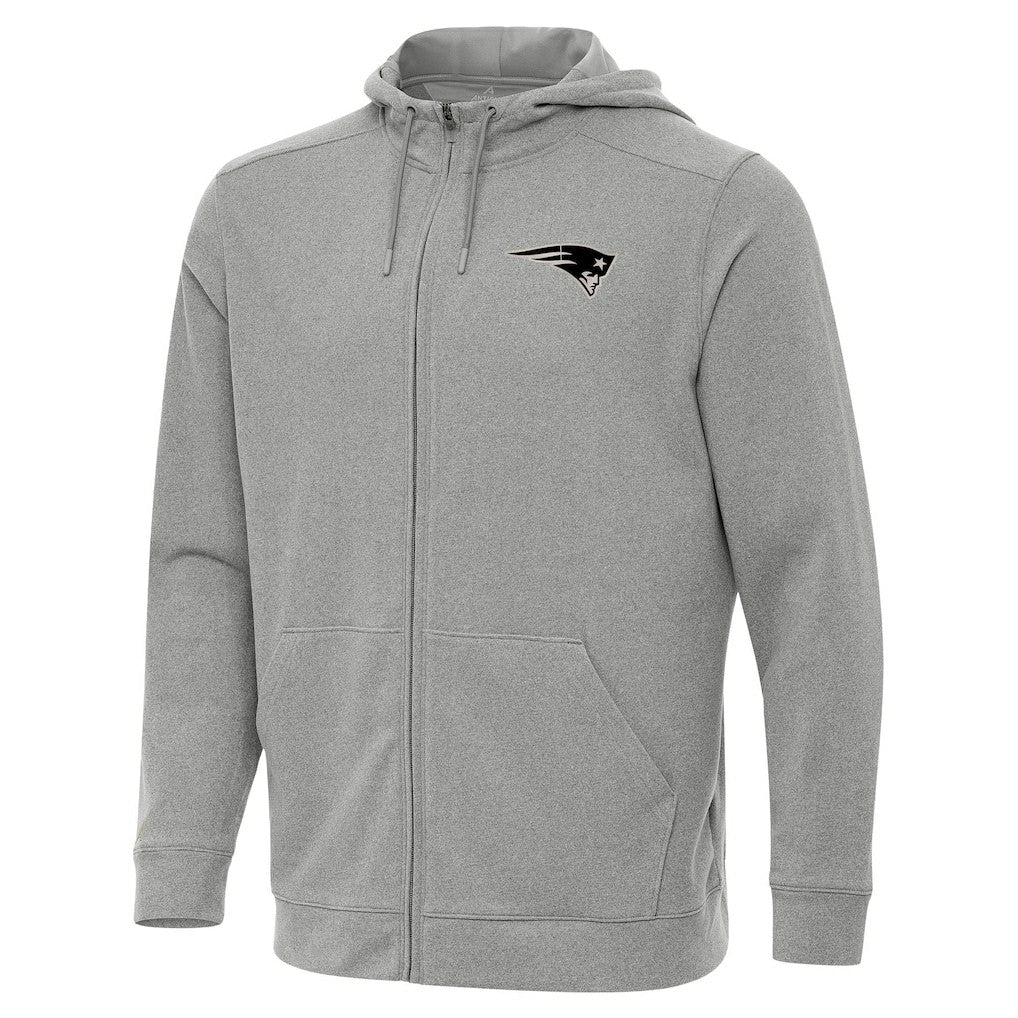 New England Patriots Antigua Effortless Full-Zip Hoodie Jacket Heather Gray | NFL