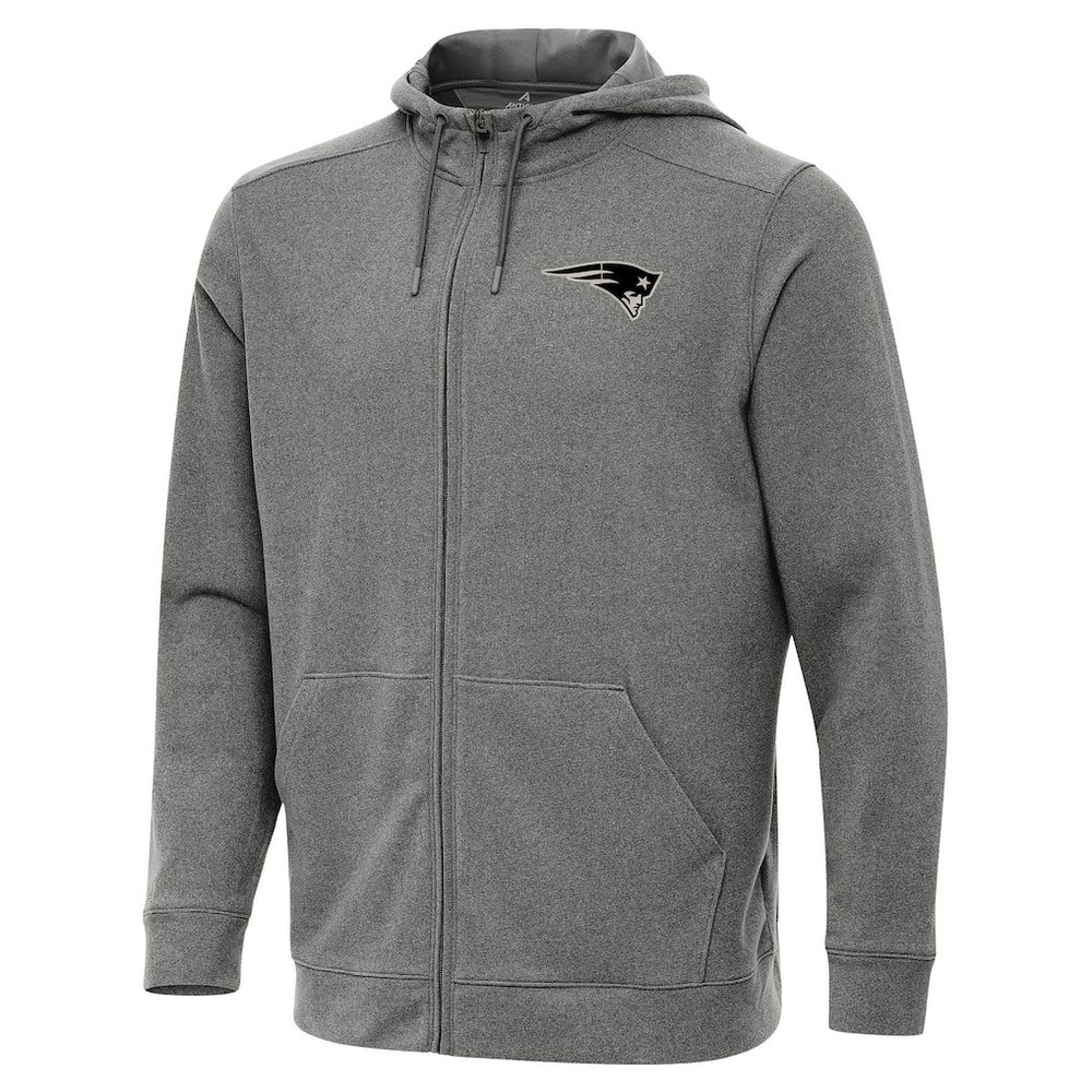New England Patriots Antigua Effortless Full-Zip Hoodie Jacket Heather Black | NFL