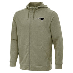 New England Patriots Antigua Effortless Full-Zip Hoodie Jacket Olive | NFL