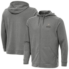 New Orleans Saints Antigua Effortless Full-Zip Hoodie Jacket Heather Black | NFL