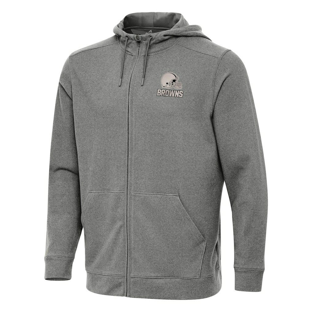 Cleveland Browns Antigua Effortless Full-Zip Hoodie Jacket Heather Black | NFL