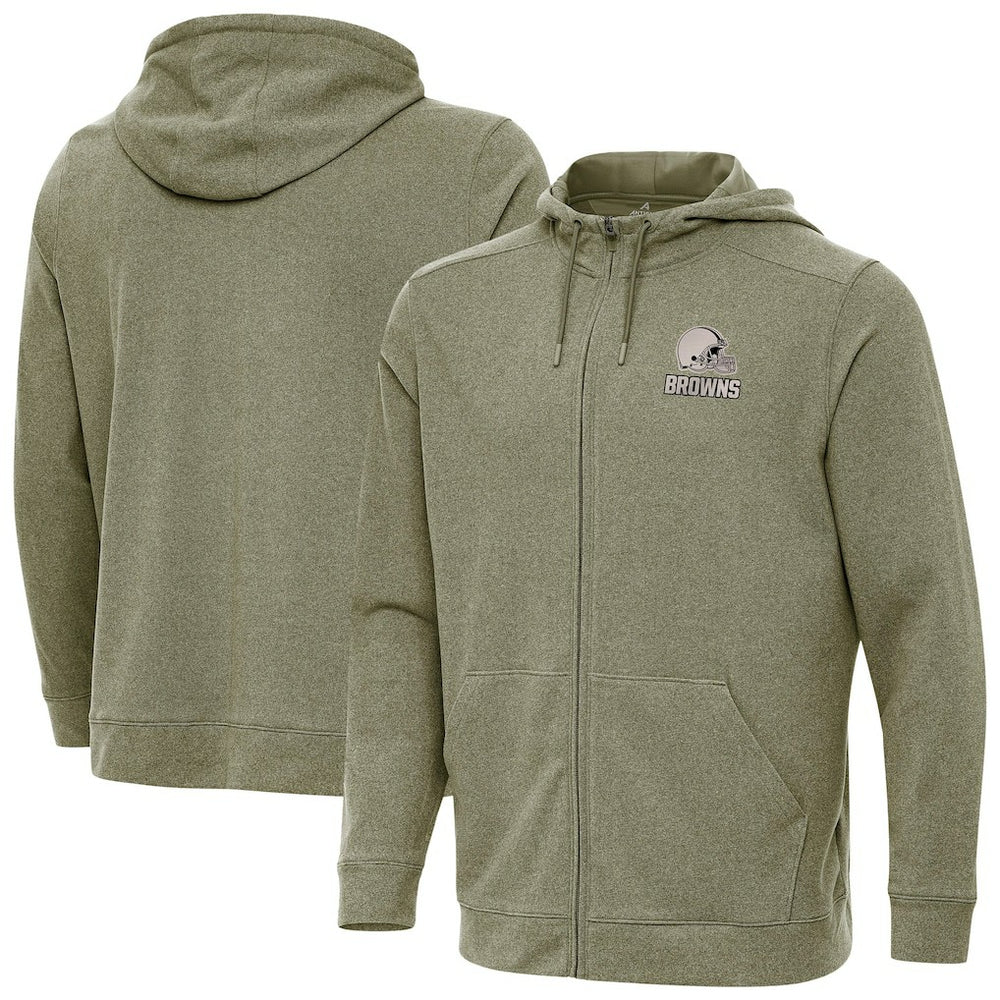 Cleveland Browns Antigua Effortless Full-Zip Hoodie Jacket Olive | NFL