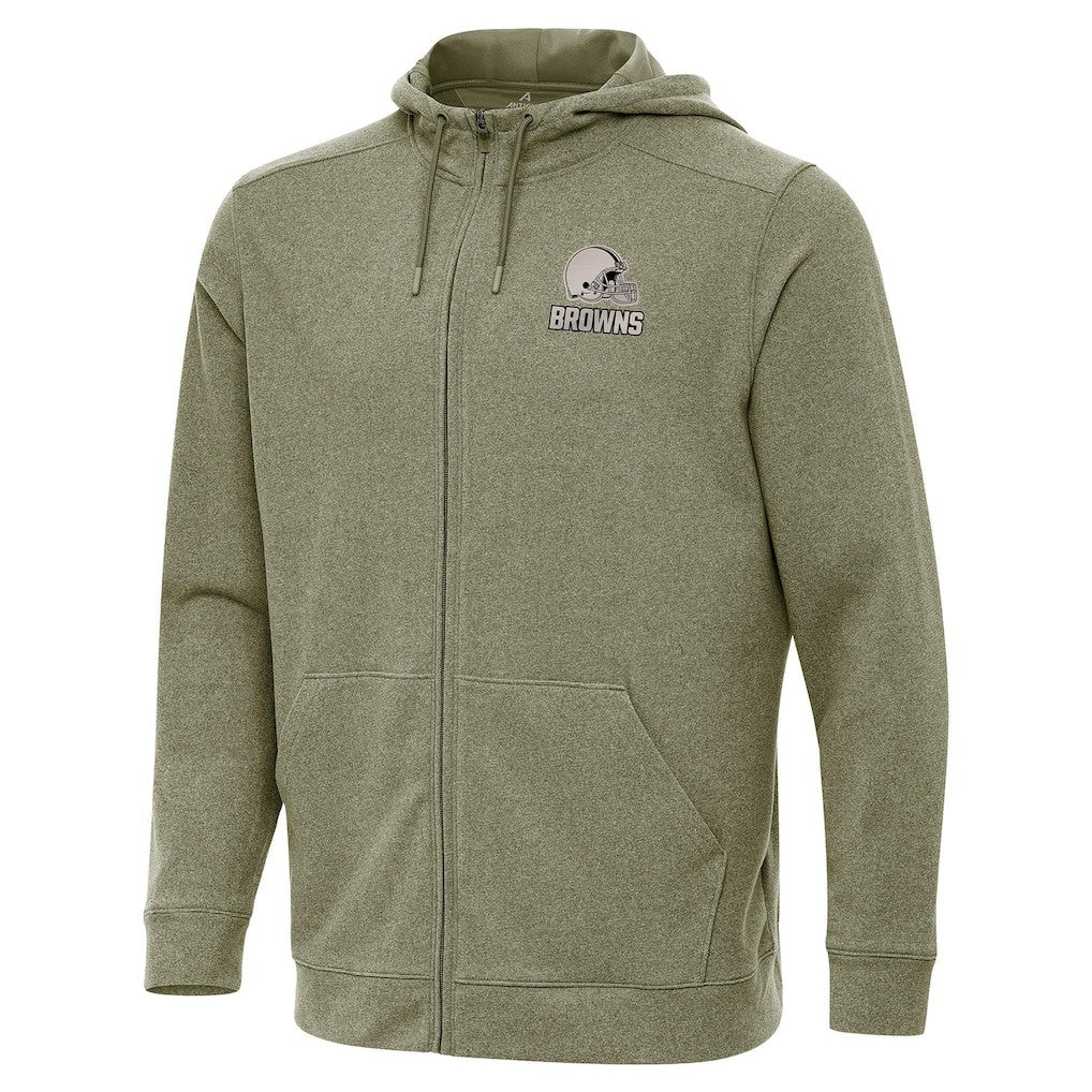 Cleveland Browns Antigua Effortless Full-Zip Hoodie Jacket Olive | NFL