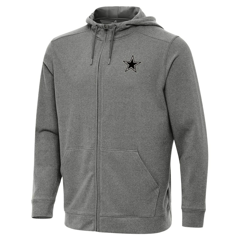 Dallas Cowboys Antigua Effortless Full-Zip Hoodie Jacket Heather Black | NFL