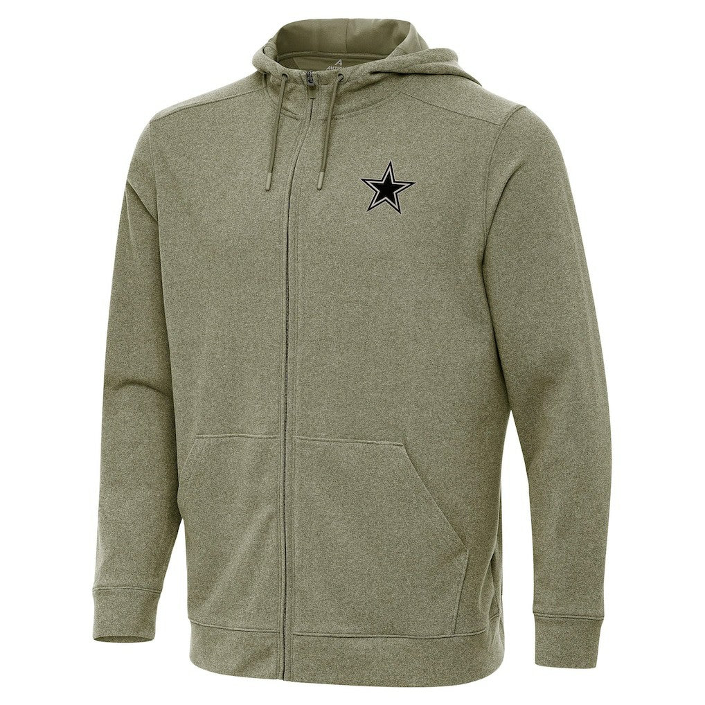 Dallas Cowboys Antigua Effortless Full-Zip Hoodie Jacket Olive | NFL