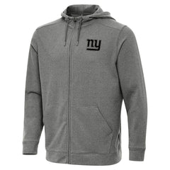 New York Giants Antigua Effortless Full-Zip Hoodie Jacket Heather Black | NFL