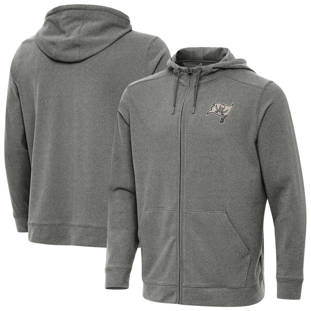 Tampa Bay Buccaneers Antigua Effortless Full-Zip Hoodie Jacket Heather Black | NFL