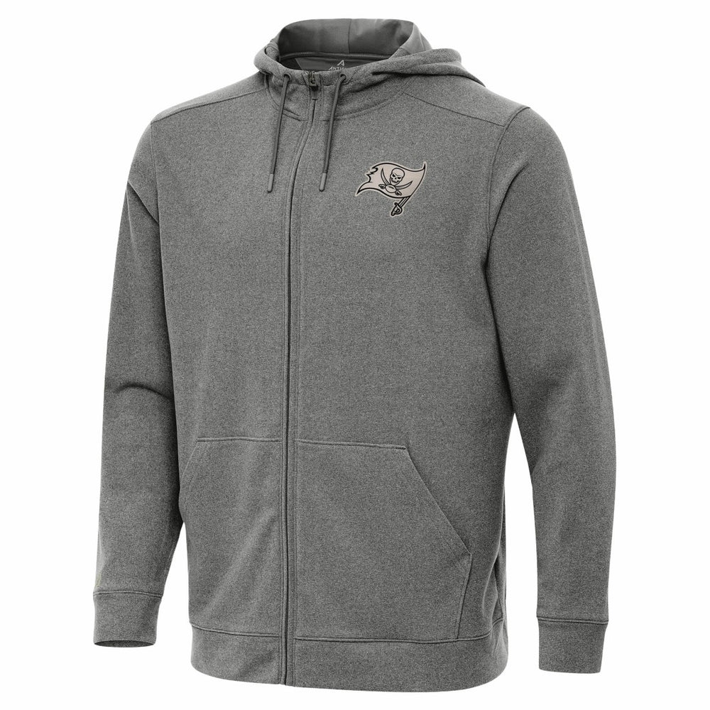 Tampa Bay Buccaneers Antigua Effortless Full-Zip Hoodie Jacket Heather Black | NFL