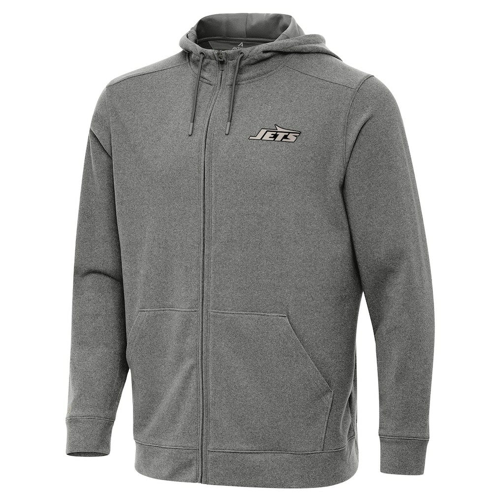 New York Jets Antigua Effortless Full-Zip Hoodie Jacket Heather Black | NFL