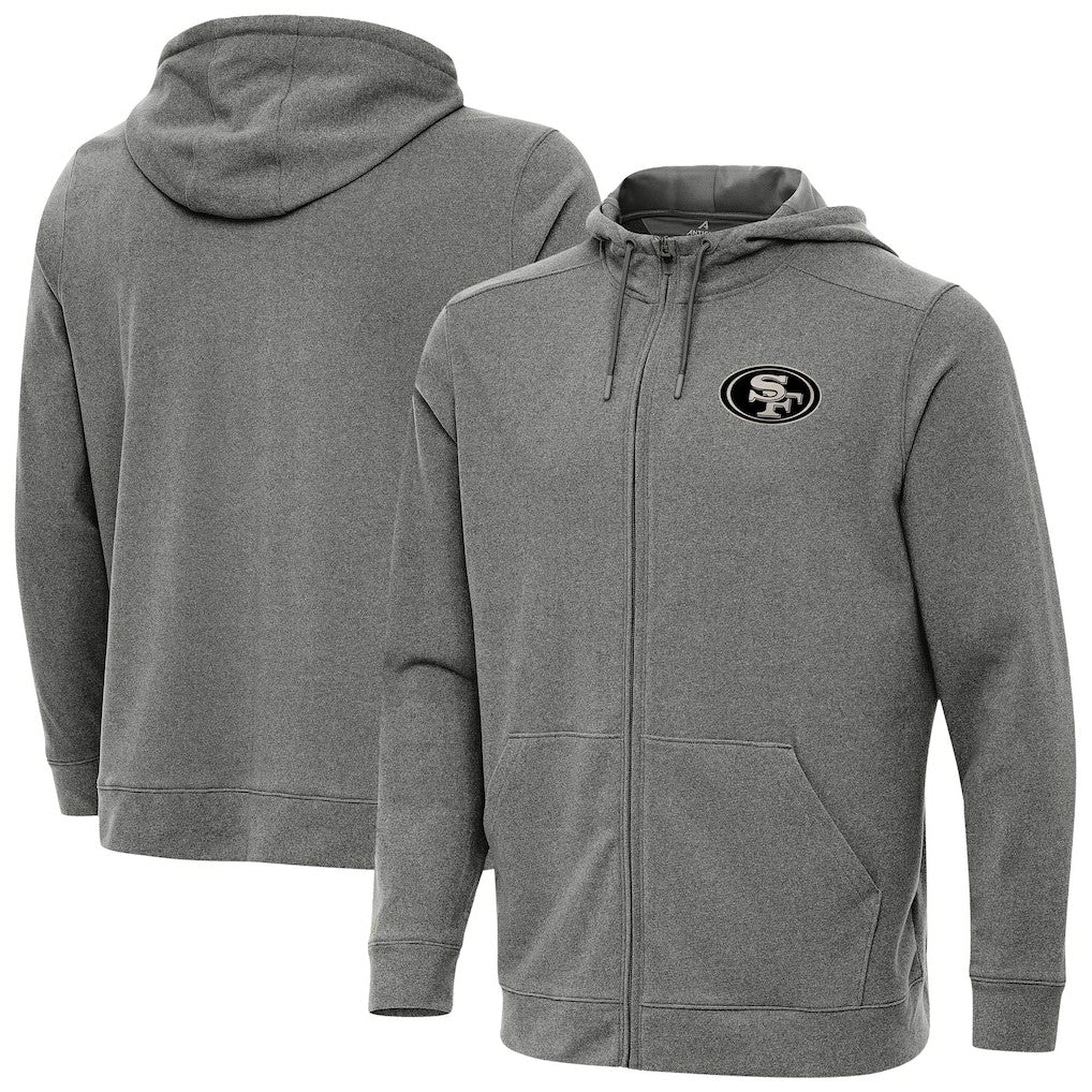 San Francisco 49ers Antigua Effortless Full-Zip Hoodie Jacket Heather Black | NFL