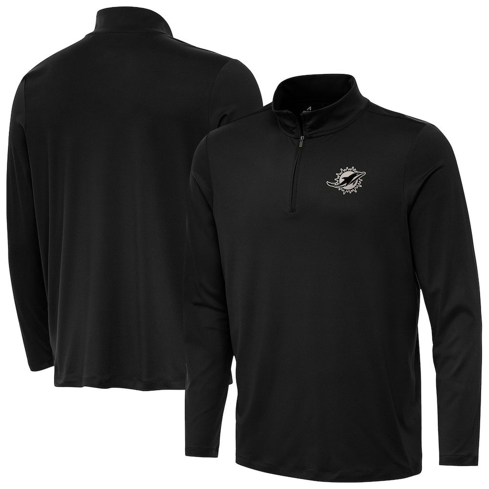 Miami Dolphins Antigua Reprocess Quarter-Zip Top Black | NFL