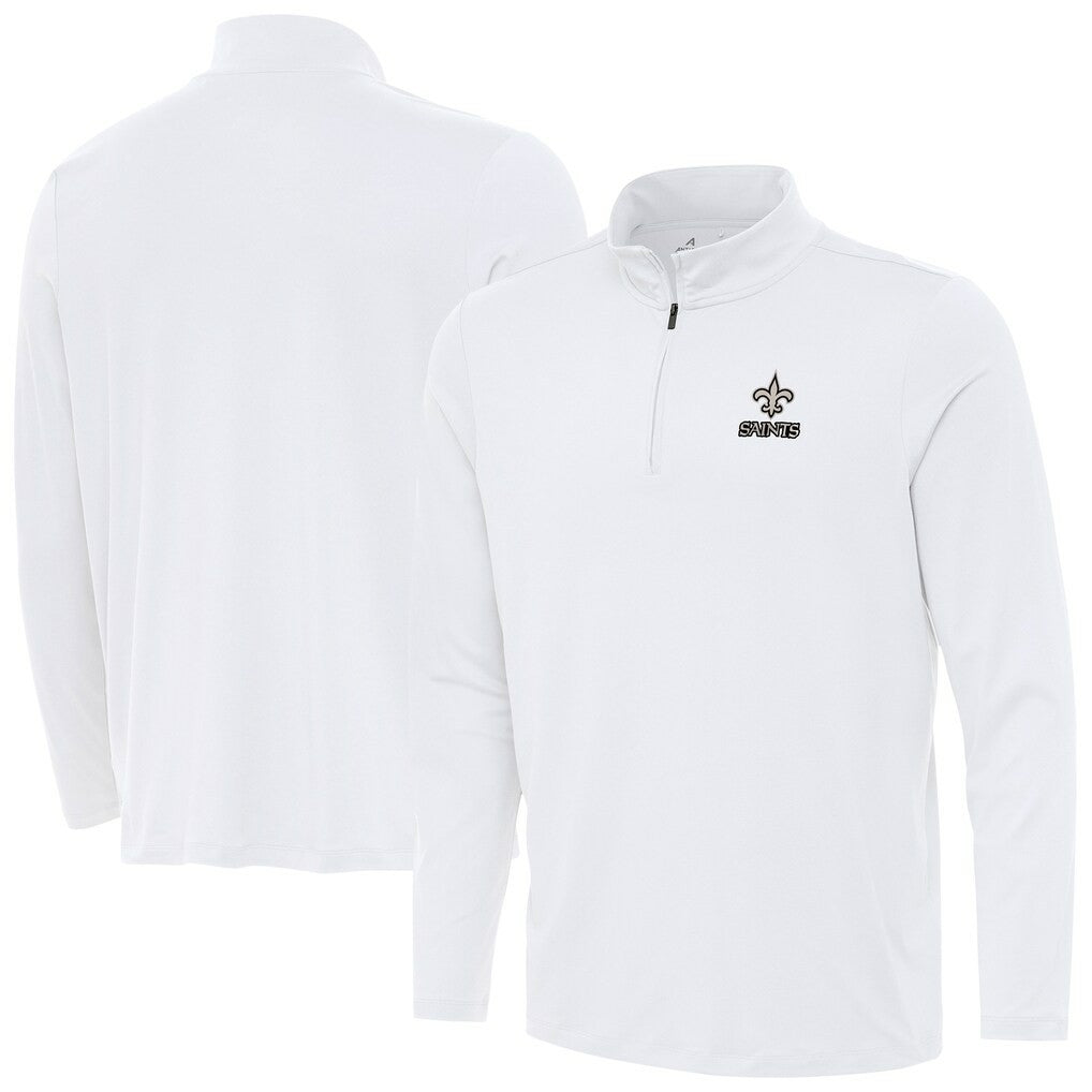 New Orleans Saints Antigua Reprocess Quarter-Zip Top White | NFL