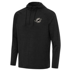 Miami Dolphins Antigua Spikes Raglan Quarter-Zip Hoodie Heather Black | NFL