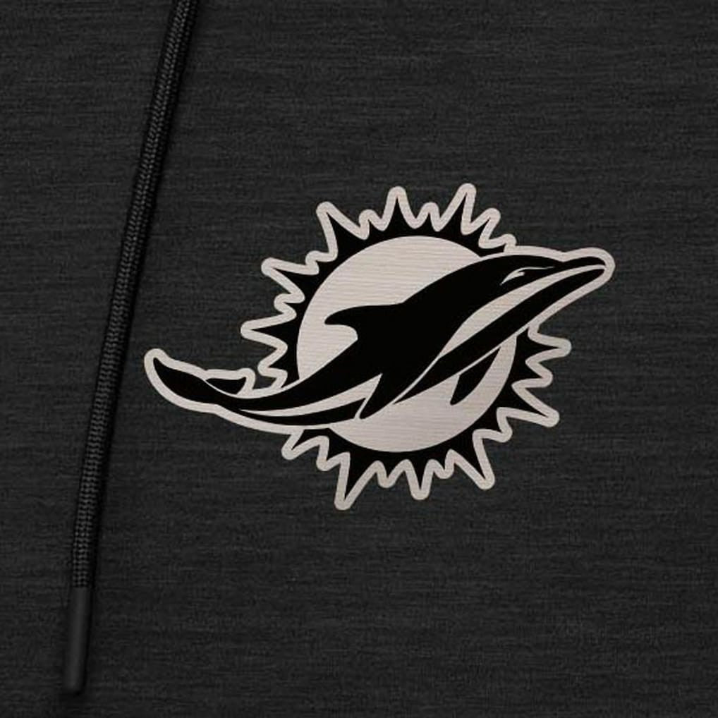 Miami Dolphins Antigua Spikes Raglan Quarter-Zip Hoodie Heather Black | NFL
