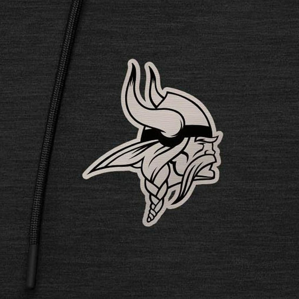 Minnesota Vikings Antigua Spikes Raglan Quarter-Zip Hoodie Heather Black | NFL